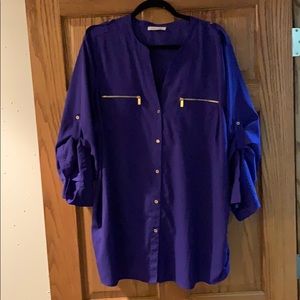 Bright blue statement blouse